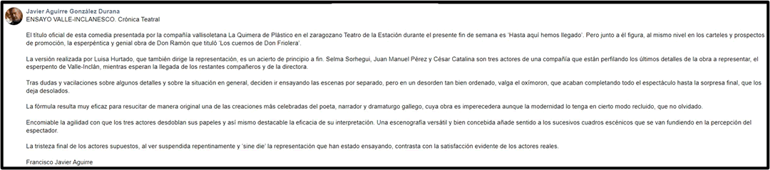 Hasta aqui hemos llegado Reseña